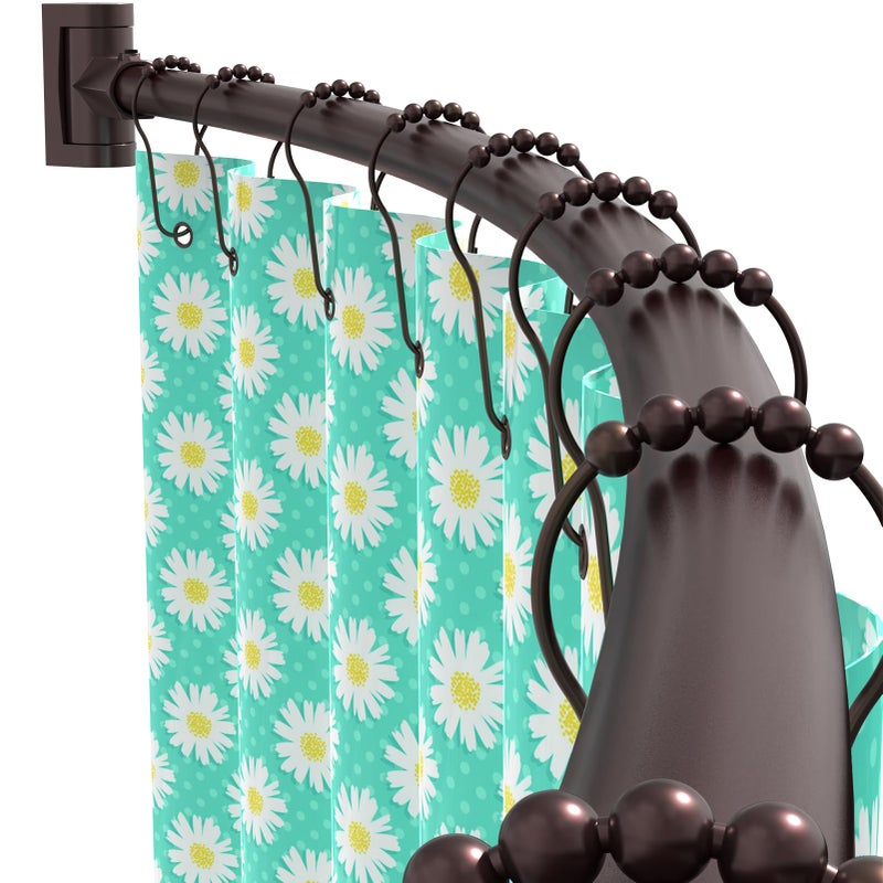 PrettyHome Curved Shower Curtain Rod For Bathroom 38-72 Inches, Adjustable Length, Curved Shower Rod, Metal Rods&Brackets, Round Shower Curtain Rods, Rotate Bracket For Large Shower Space, Need Drilling, Bronze - Image 1